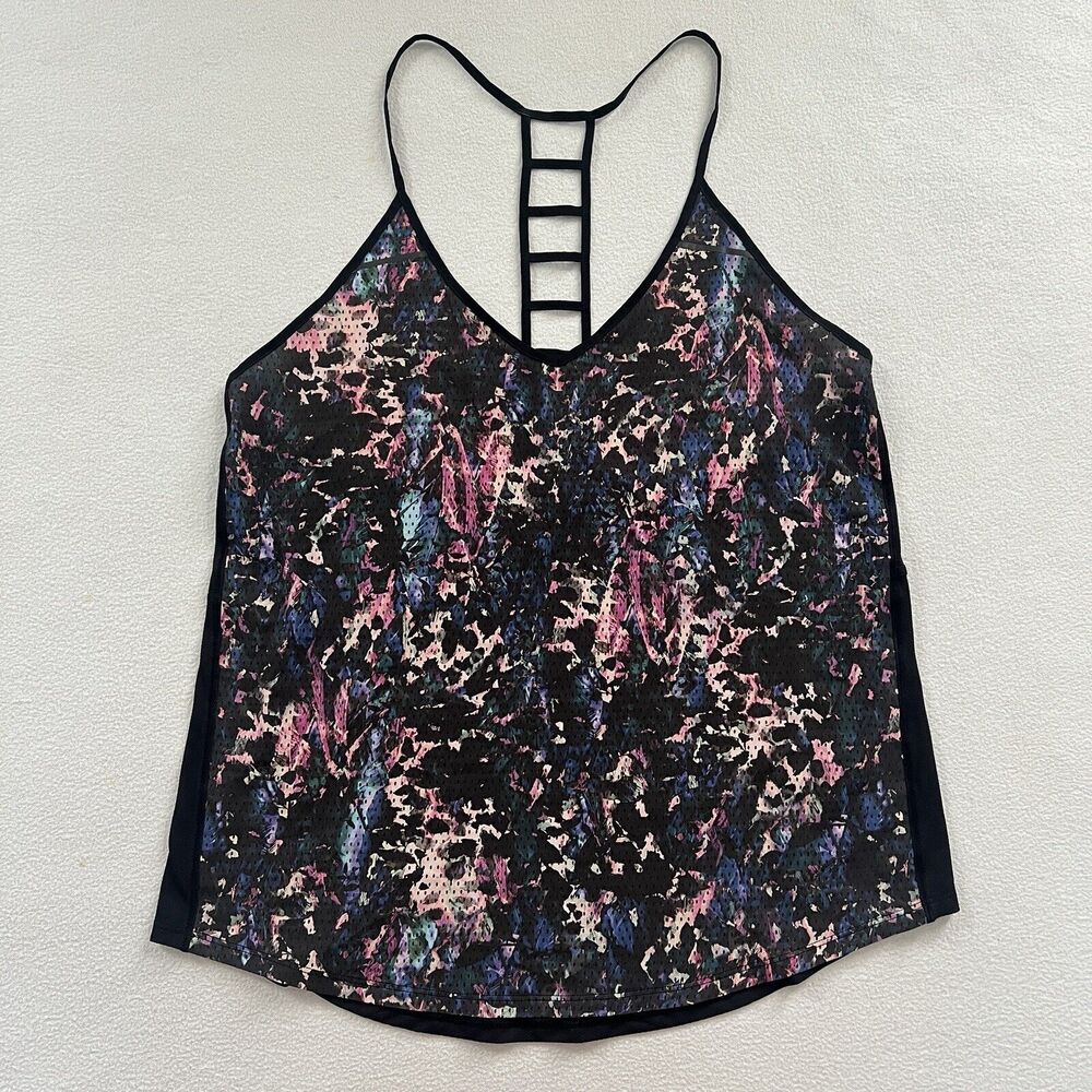 Lululemon Breezy Singlet Floral Sport Black Multi Print Ladder Loose Tank Top 6